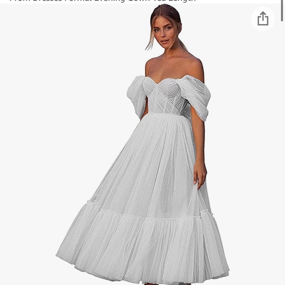 Off-Shoulder White Maxi Dress with Puff Sleeves